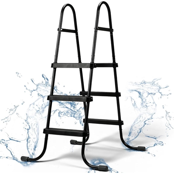 Above Ground Pool Ladder, 3-Step Steel A-Frame Swimming Pool Stairs for 42" High Wall, 300 lbs Capacity Entry/Exit Steps with Secure Non-Slip Sturdy Wide Step