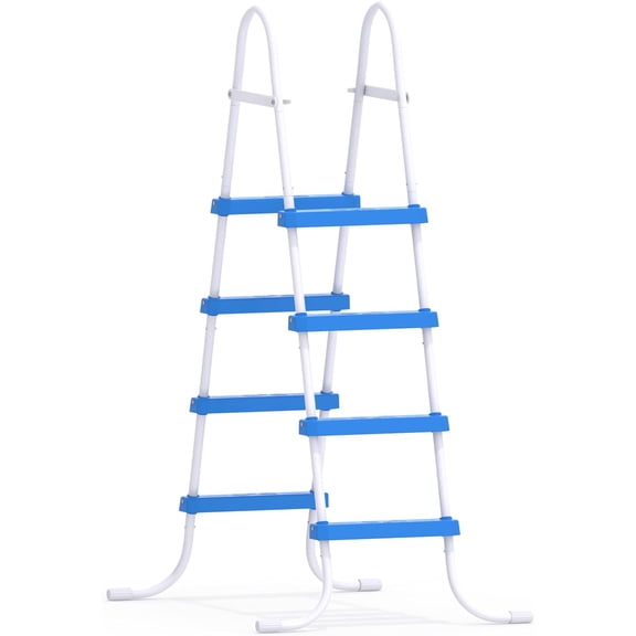 Above Ground Pool Ladder, 3-Step Steel A-Frame Swimming Pool Stairs for 42" High Wall, 300 lbs Capacity Entry/Exit Steps with Secure Non-Slip Sturdy Wide Step