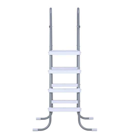 Above Ground Pool Ladder, 4-Step Steel A-Frame Swimming Pool Stairs for 48 in High Wall, 300 lbs Capacity Entry/Exit Steps with Secure Non-Slip Sturdy Wide Step, Easy Setup, Gray & White