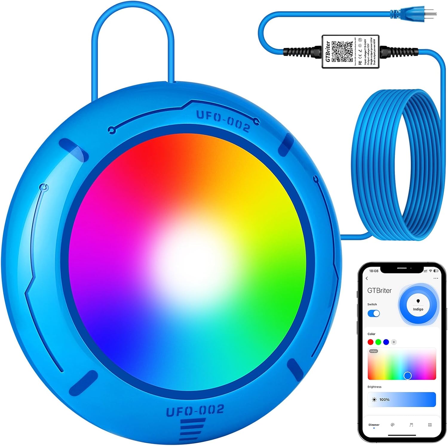 Above Ground Pool Lights with APP Control 20W RGB Dimmable LED Pool ...