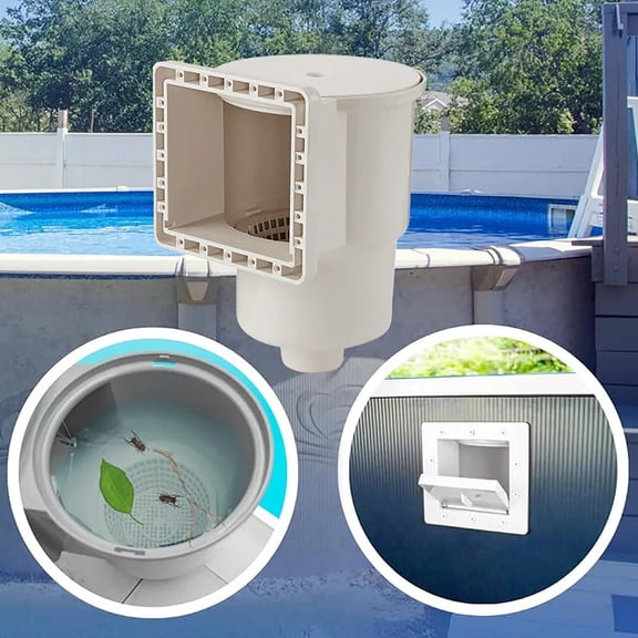 Above Ground Pool Skimmer Complete Kit - Thru-Wall Mounted Skimmer Box System with Accessories | Heavy Duty ABS Pool Skimmer for Surface Debris Removal | Universal Fit for Standard Pools
