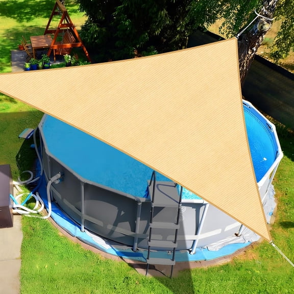 Above Ground Pool Sun Shade Sail, 95% UV-Resistant Cloth for 15-22FT Pool, Outdoor Triangular Canopy with Sail Hardware Kit Pools, Deck, Backyard Essentials, 13x13x13FT, 260GSM
