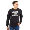 thumbnail image 1 of Ground Pound Muay Thai Fighter Plus Size Long Sleeve Graphic Tee Shirt Brisco Brands 3X, 1 of 5