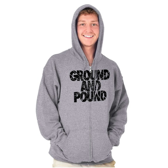 Ground Pound Muay Thai Fighter Unisex Fleece Graphic Zip Up Hoodie Brisco Brands 4X