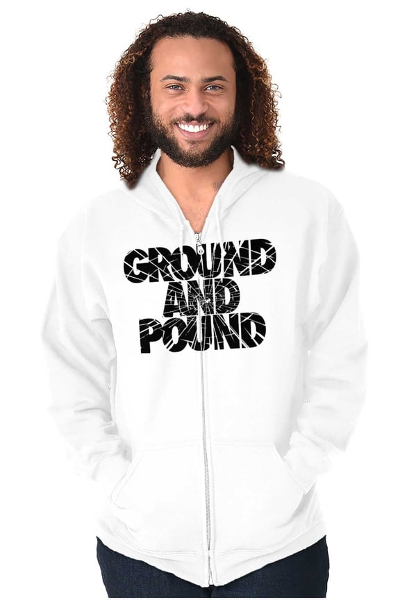 Ground Pound Muay Thai Fighter Unisex Fleece Graphic Zip Up Hoodie Brisco Brands 5X