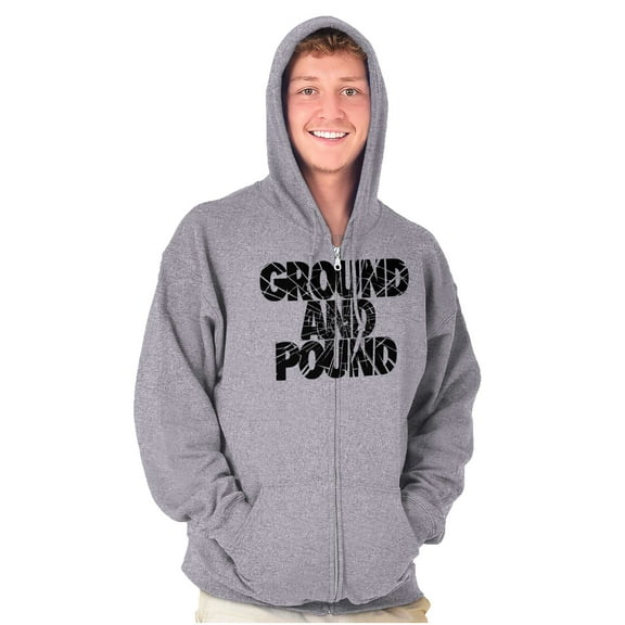 Ground Pound Muay Thai Fighter Unisex Fleece Graphic Zip Up Hoodie Brisco Brands 5X
