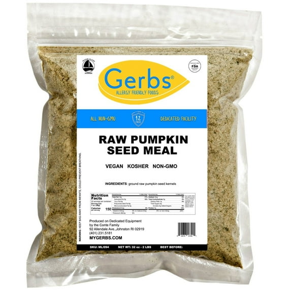 Ground Raw Pumpkin Seed Meal By Gerbs - 2 LBS - Top 14 Food Allergen Free & NON GMO - Vegan & Kosher - Full Oil Content