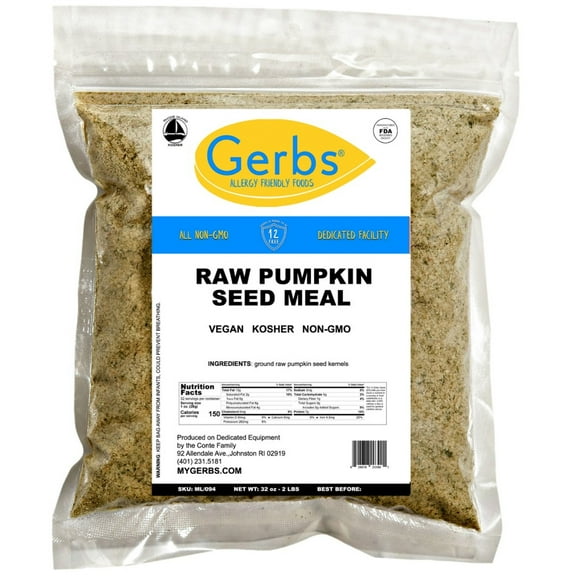 Ground Raw Pumpkin Seed Meal By Gerbs - 2 LBS - Top 14 Food Allergen Free & NON GMO - Vegan & Kosher - Full Oil Content