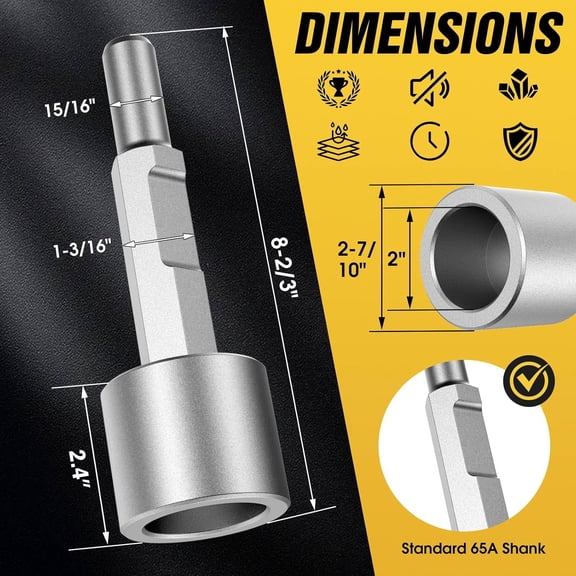 Ground Rod Driver, 65A Shank T-Post Driver for 1-3/16" Hex Jackhammers - Grounding Rod & Fence Post Driver T Posts for Vevor Demolition Hammers