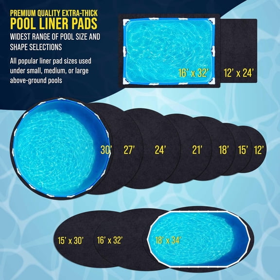 Ground Shield 24-Foot Round Heavy Duty Pool Liner Pad for Above Ground Swimming Pools - Protects Pool Liner, Prevents Punctures, Weed Barrier, -Friendly Fabric - Extends Liner Life