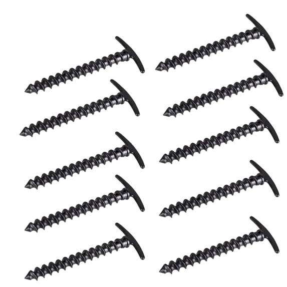 Ground Stakes Heavy Duty Screw in Black 10 Pc Outdoor Tent Car Camping Gear Securing Hardware