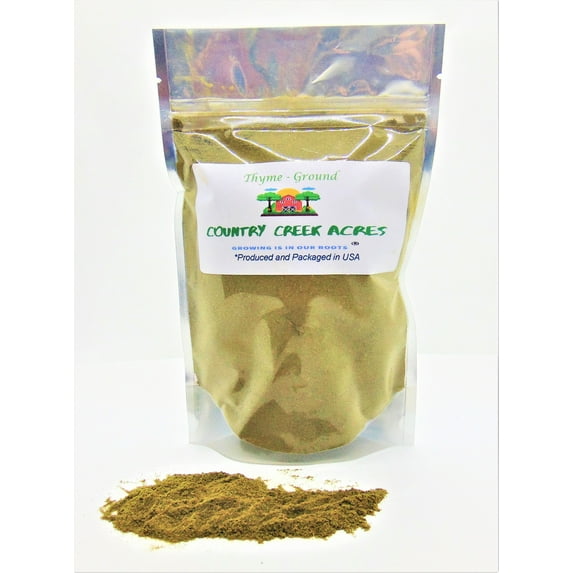 Ground Thyme Powder 2 oz- A Robust, Piney Flavor with hints of Camphor and Bitterness. Used in Many Slow Cooked Dishes.- Country Creek LLC