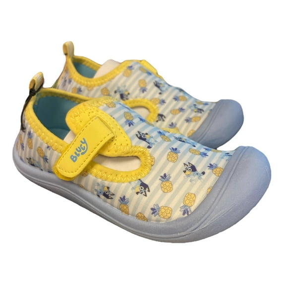 Ground Up Bluey Girl's Easy Pull On Take off Hook & Loop Water Shoe (Blue, 11)