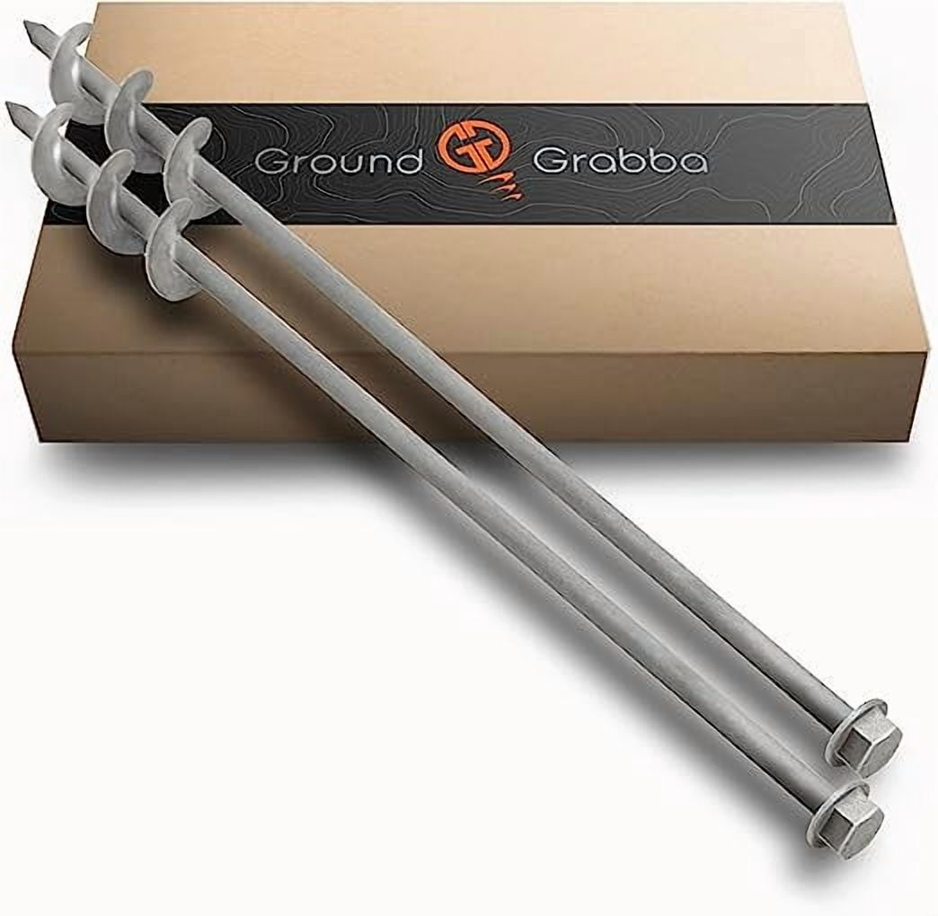 GroundGrabba Carbon Steel Ground 1 ft Anchor Tent Stakes (2 Pieces)