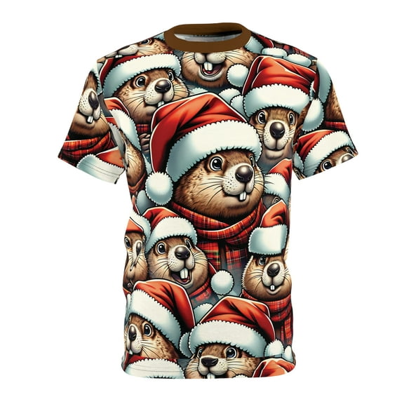 GroundHog Unisex Ugly Christmas Crewneck Novelty Tee- Karibou Tshirts