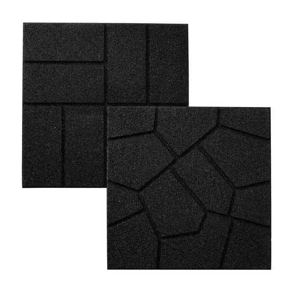 GroundSmart 16" x 16" x 3/4" Black Dual-Sided Rubber Garden Patio Paver, 9 Pack