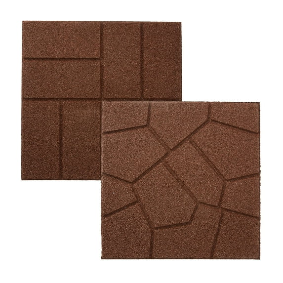 GroundSmart 16" x 16" x 3/4" Brown Dual-Sided Rubber Garden Patio Paver, 60 Pack