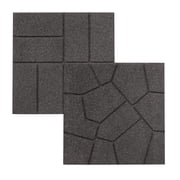 GroundSmart 16" x 16" x 3/4" Gray Dual-Sided Rubber Garden Patio Paver, 60 Pack