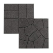 GroundSmart 16" x 16" x 3/4" Gray Dual-Sided Rubber Garden Patio Paver, 9 Pack