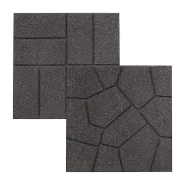GroundSmart 16" x 16" x 3/4" Gray Dual-Sided Rubber Garden Patio Paver, 9 Pack