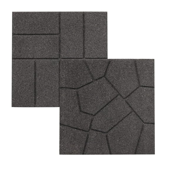 GroundSmart 16" x 16" x 3/4" Gray Dual-Sided Rubber Garden Patio Paver, 60 Pack