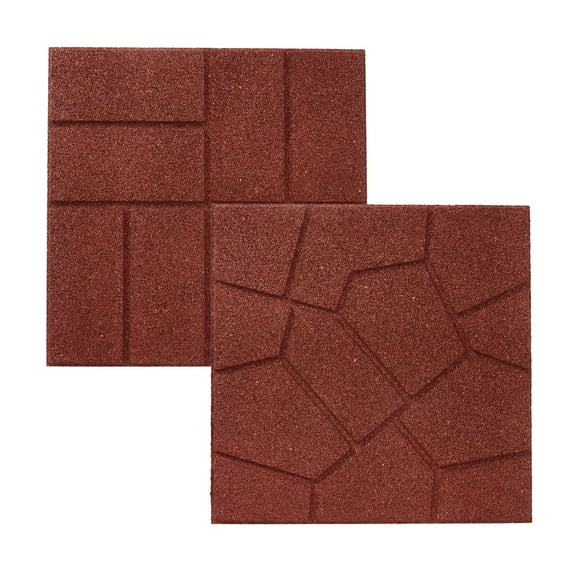 GroundSmart 16" x 16" x 3/4" Red Dual-Sided Rubber Garden Patio Paver, 60 Pack