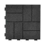 GroundSmart 16" x 16" x 5/8" Black SmartLoc Brick Rubber Paver, 9 Pack