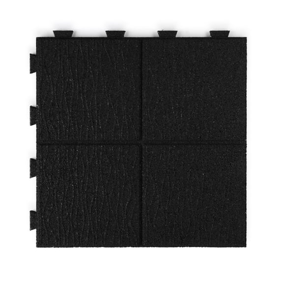 GroundSmart 16" x 16" x 5/8" Black SmartLoc Cobblestone Rubber Paver Block, 75 Pack