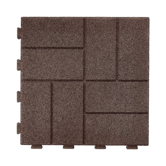 GroundSmart 16" x 16" x 5/8" Brown SmartLoc Brick Rubber Patio Paver, 75 Pack