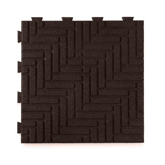 GroundSmart 16" x 16" x 5/8" Brown SmartLoc Herringbone Floor Tile Rubber Patio Paver, 75 Pack