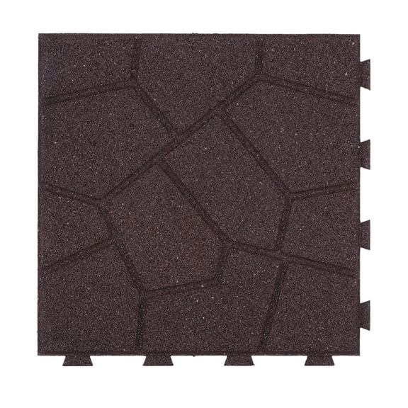 GroundSmart 16" x 16" x 5/8" Brown SmartLoc Stone Rubber Paver Block, 9 Pack