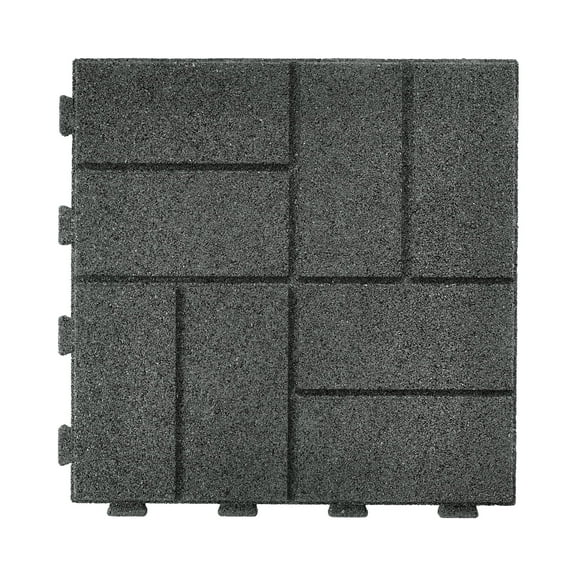 GroundSmart 16" x 16" x 5/8" Gray SmartLoc Brick Rubber Patio Paver, 75 Pack