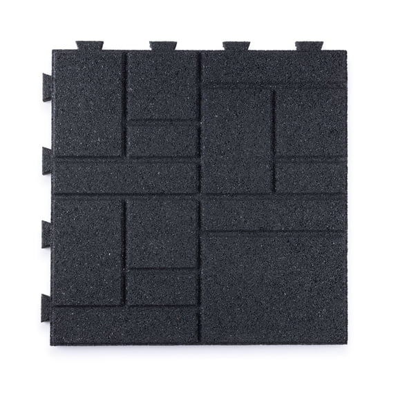 GroundSmart 16" x 16" x 5/8" Gray SmartLoc SquareScape Brick Rubber Paver Block, 9 Pack