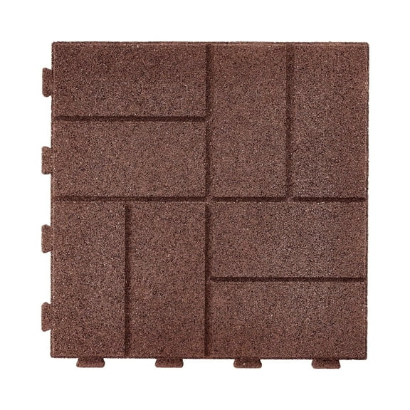 GroundSmart 16" x 16" x 5/8" Red SmartLoc Brick Rubber Patio Paver, 9 Pack