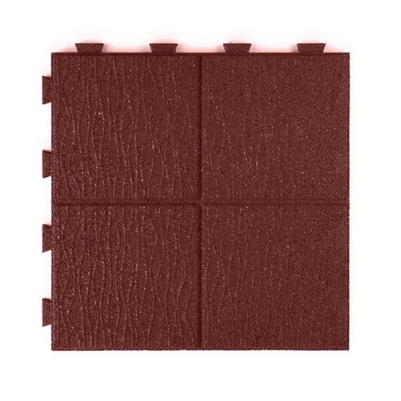 GroundSmart 16" x 16" x 5/8" Red SmartLoc Cobblestone Rubber Paver Block, 75 Pack