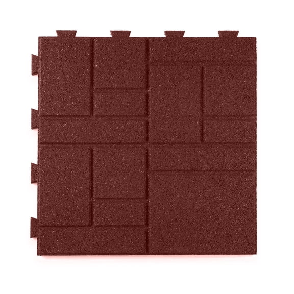 GroundSmart 16" x 16" x 5/8" Red SmartLoc SquareScape Brick Rubber Paver Block, 9 Pack