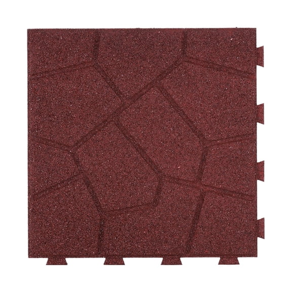 GroundSmart 16" x 16" x 5/8" Red SmartLoc Stone Rubber Paver Block, 9 Pack