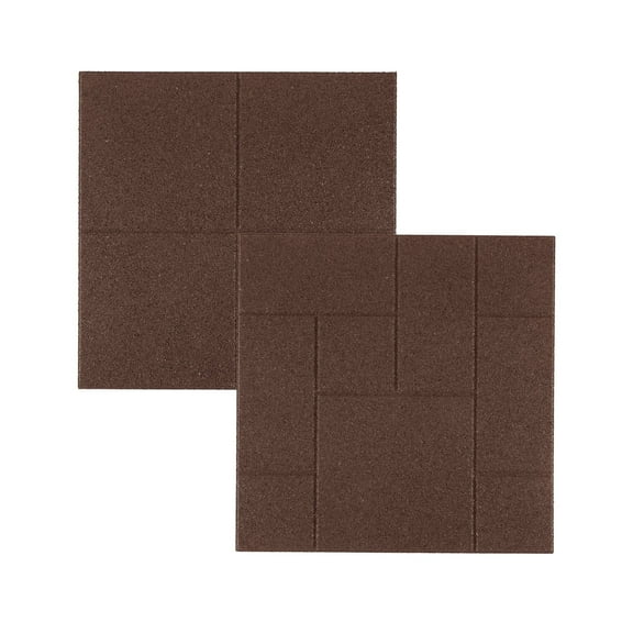 GroundSmart 24" x 24" x 5/8" Brown Brick Rubber Paver, 4 Pack
