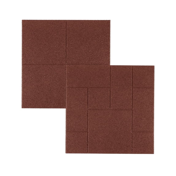 GroundSmart 24" x 24" x 5/8" Red Brick Rubber Paver, 4 Pack