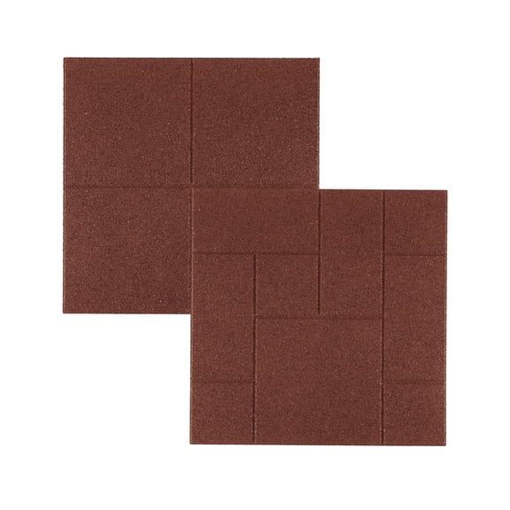 GroundSmart 24" x 24" x 5/8" Red Brick Rubber Paver, 4 Pack