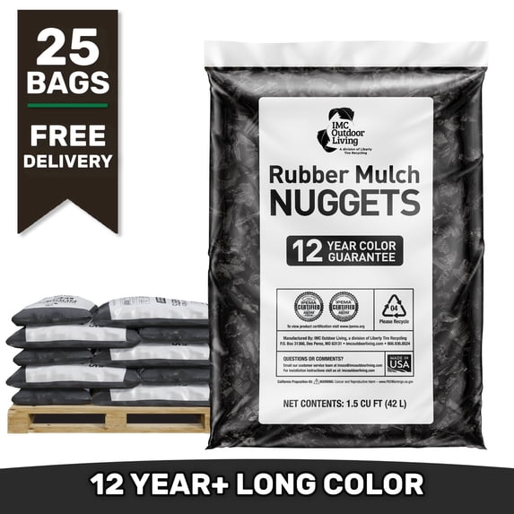 GroundSmart 12+ Year Black Rubber Mulch, 37.5 Cu Ft