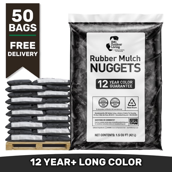 GroundSmart 12+ Year Black Rubber Mulch, 75 Cu Ft