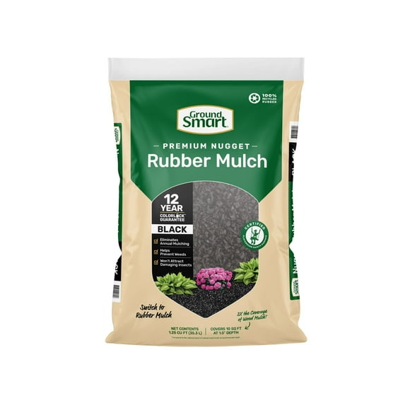GroundSmart Black Rubber Nugget Mulch 0.8 Cu Ft
