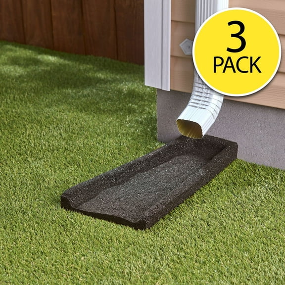 GroundSmart Black Rubber Splash Block Gutter Accessories, 3 Pack