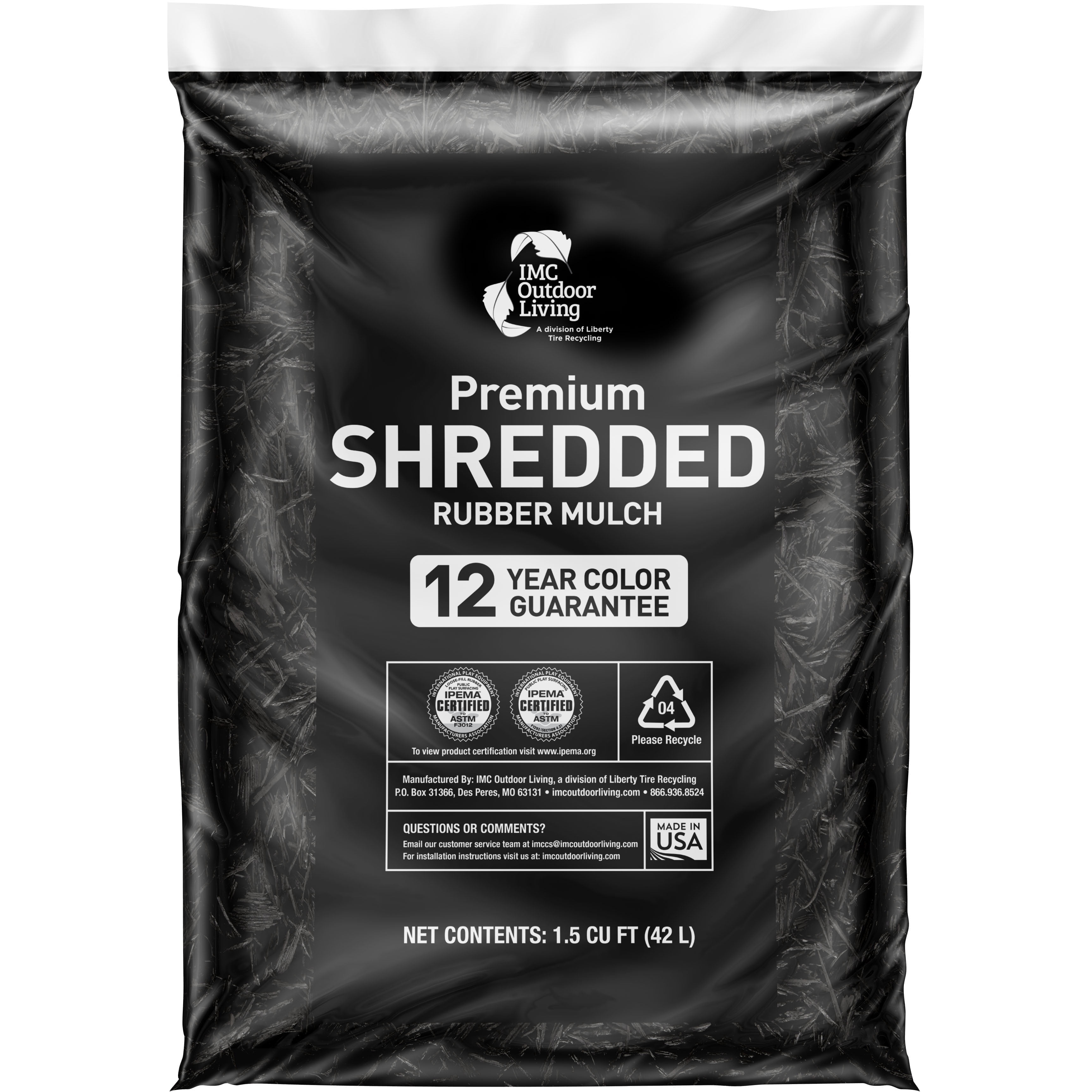 GroundSmart Black Shredded Rubber Mulch, 1.5 Cu Ft