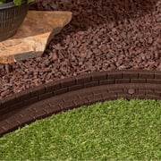 GroundSmart Brickface Landscape Edging, 4' Brown Rubber Garden Edging Border, 6 pack