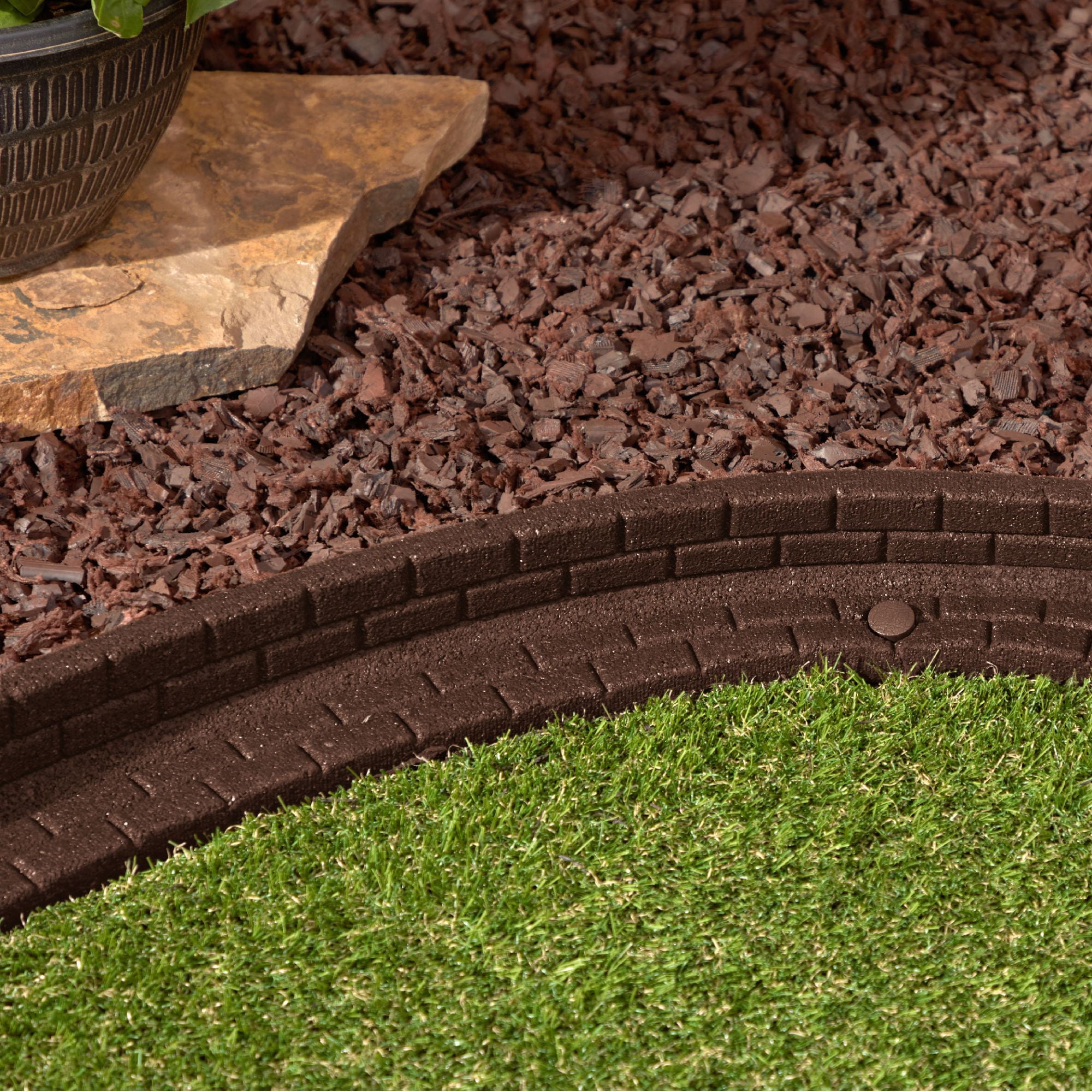 4 ft. Brickface Rubber Landscape Lawn Edging (Set of 6)