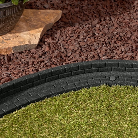 GroundSmart Brickface Landscape Edging, 4' Gray Rubber Garden Edging Border, 6 Pack