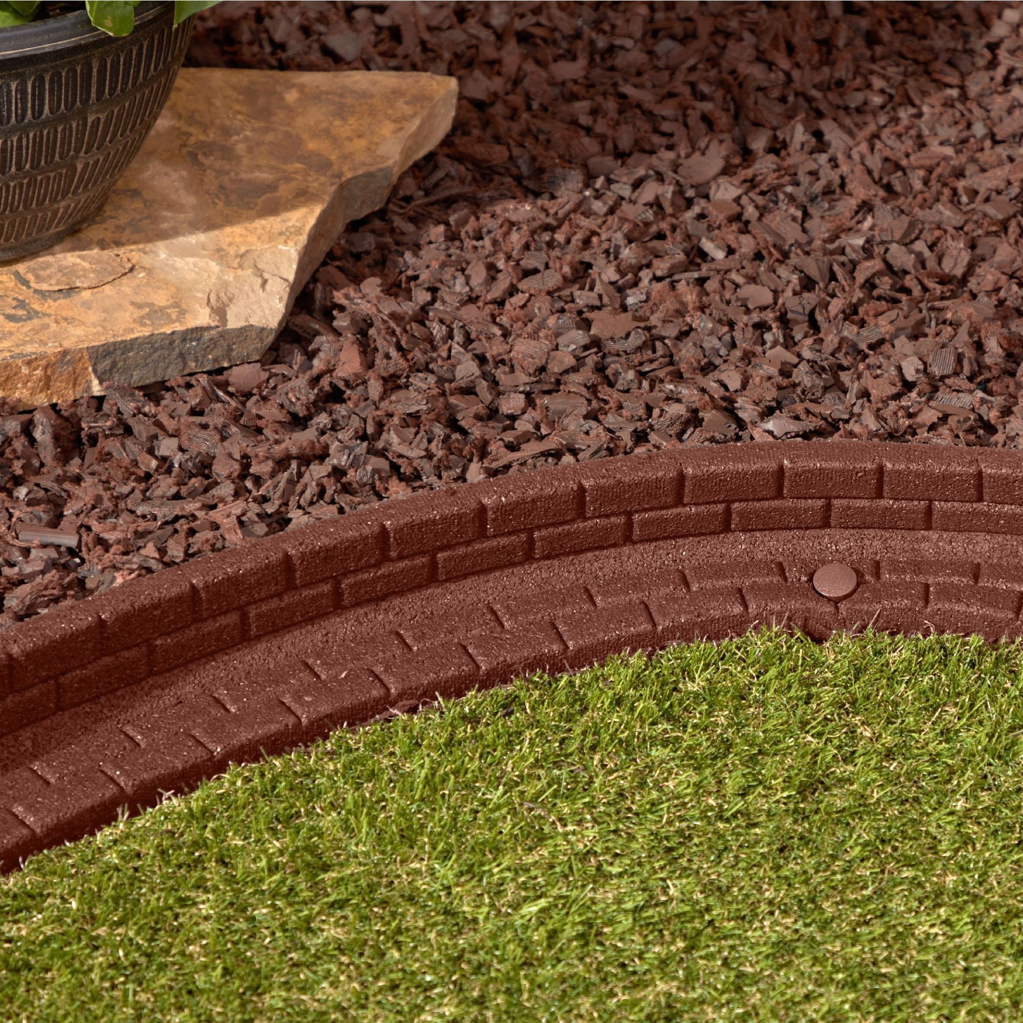 GroundSmart Recycled Rubber Lawn Edging, Easy & Flexible, Mower