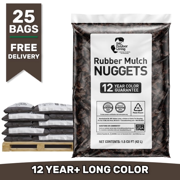 GroundSmart 12+ Year Brown Rubber Mulch, 37.5 Cu Ft